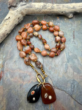 Load image into Gallery viewer, Carnelian and Agate Stone Interchangeable Necklace with Two Semi Precious Gemstone Pendants