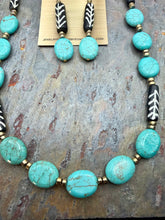 Load image into Gallery viewer, Stabilized Turquoise Stone Beaded Jewelry Set with Bone Beads