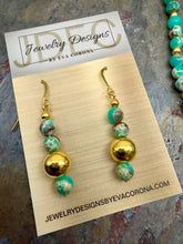 Load image into Gallery viewer, Bright Aqua Imperial Jasper Stone Pendant Necklace Set