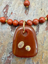 Load image into Gallery viewer, Carnelian Pendant Necklace and Earring Jewelry Set with Red Jasper beads