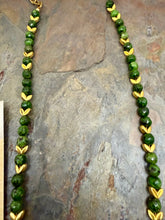 Load image into Gallery viewer, Faceted Green Serpentine Stone Beaded Necklace Set