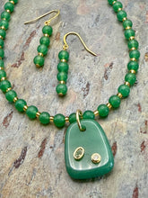 Load image into Gallery viewer, Green Aventurine Pendant Necklace and Earring Jewelry Set