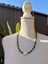Load image into Gallery viewer, Ruby Zoisite Stone Beaded Necklace with Freshwater Pearl Focal