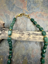 Load image into Gallery viewer, Mint Jasper Stone Beaded Asymmetrical Necklace with Freshwater Pearl Focal