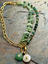 Load image into Gallery viewer, Green Kyanite and Ancient Roman Glass Interchangeable Necklace Set with Aventurine and FWP Pendants