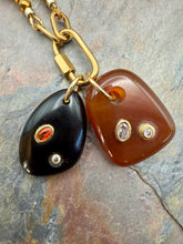 Load image into Gallery viewer, Carnelian and Agate Stone Interchangeable Necklace with Two Semi Precious Gemstone Pendants