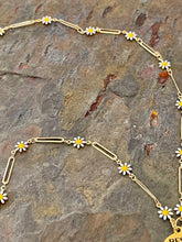 Load image into Gallery viewer, Gold tone Best Life Ever Lanyard style necklace with daisy paper clip chain and bow charm