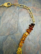 Load image into Gallery viewer, Ombre Amber Statement Necklace with Quartz Pendant