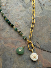 Load image into Gallery viewer, Green Kyanite and Ancient Roman Glass Interchangeable Necklace Set with Aventurine and FWP Pendants