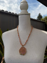 Load image into Gallery viewer, Orange Koi Jade Jewelry Set with Druzy Geode Pendant
