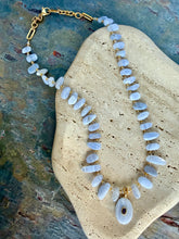 Load image into Gallery viewer, Blue Lace Agate Bib Style Pendant Necklace