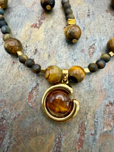 Load image into Gallery viewer, Tiger’s Eye Pendant Necklace and Earring Jewelry Set