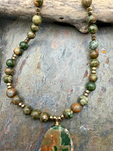 Load image into Gallery viewer, Rhyolite Jasper Pendant Necklace with Matching Earrings