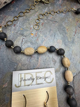 Load image into Gallery viewer, Volcanic Jasper Pendant Necklace Set with Picture Jasper and Druzy Stone