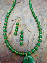 Load image into Gallery viewer, Green Aventurine Pendant Necklace and Earring Jewelry Set