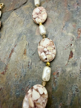 Load image into Gallery viewer, Moonstone Heart Pendant Necklace with Shell and Czech Glass Pearl Beads