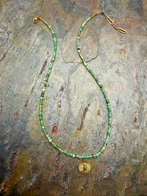 Load image into Gallery viewer, Petite Chrysoprase Beaded Necklace with Green Aventurine Pendant