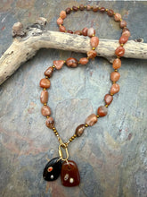 Load image into Gallery viewer, Carnelian and Agate Stone Interchangeable Necklace with Two Semi Precious Gemstone Pendants