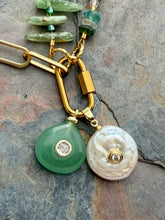 Load image into Gallery viewer, Green Kyanite and Ancient Roman Glass Interchangeable Necklace Set with Aventurine and FWP Pendants