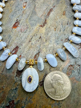Load image into Gallery viewer, Blue Lace Agate Bib Style Pendant Necklace