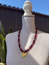 Load image into Gallery viewer, Cranberry Quartz and Hearts Statement Pendant Necklace Set