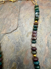 Load image into Gallery viewer, Ocean Jasper Carabiner Necklace with Carnelian and Quartz Interchangeable Pendants