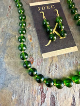 Load image into Gallery viewer, Dark Green Glass Beaded Necklace and Earring Set