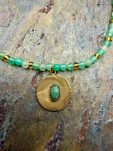 Load image into Gallery viewer, Petite Chrysoprase Beaded Necklace with Green Aventurine Pendant