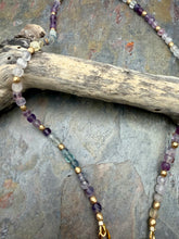 Load image into Gallery viewer, Cubed Fluorite Carabiner Clasp Necklace with Three Interchangeable Pendants