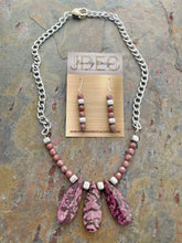 Load image into Gallery viewer, Purple Lotus Jasper jewelry set with Czech glass beads