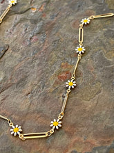 Load image into Gallery viewer, Gold tone Best Life Ever Lanyard style necklace with daisy paper clip chain and bow charm