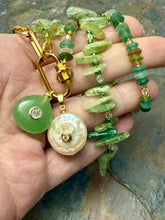 Load image into Gallery viewer, Green Kyanite and Ancient Roman Glass Interchangeable Necklace Set with Aventurine and FWP Pendants