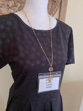 Load image into Gallery viewer, Gold tone Best Life Ever Lanyard style necklace with rhinestone paper clip chain and bow charm