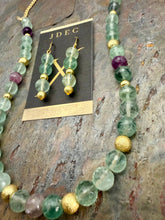 Load image into Gallery viewer, AAA Faceted Fluorite Stone Beaded Necklace with Earrings