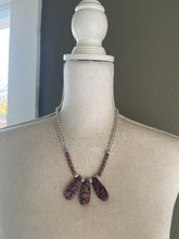 Load image into Gallery viewer, Purple Lotus Jasper jewelry set with Czech glass beads