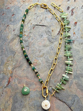 Load image into Gallery viewer, Green Kyanite and Ancient Roman Glass Interchangeable Necklace Set with Aventurine and FWP Pendants