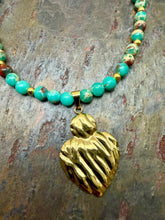 Load image into Gallery viewer, Bright Aqua Imperial Jasper Stone Pendant Necklace Set