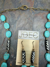 Load image into Gallery viewer, Stabilized Turquoise Stone Beaded Jewelry Set with Bone Beads