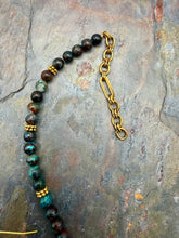 Load image into Gallery viewer, Turquoise Bib Style Necklace Jewelry Set with Chrysocolla Azurite beads