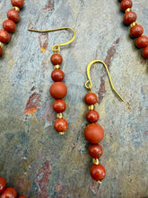 Load image into Gallery viewer, Carnelian Pendant Necklace and Earring Jewelry Set with Red Jasper beads