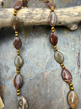 Load image into Gallery viewer, Red Wooden Jasper Beaded Y Necklace Jewelry Set