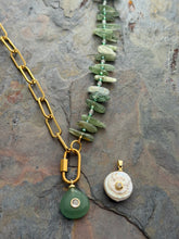 Load image into Gallery viewer, Green Kyanite and Ancient Roman Glass Interchangeable Necklace Set with Aventurine and FWP Pendants