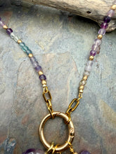 Load image into Gallery viewer, Cubed Fluorite Carabiner Clasp Necklace with Three Interchangeable Pendants