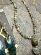 Load image into Gallery viewer, Labradorite Stone Jewelry Set with Handmade Pendant