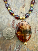 Load image into Gallery viewer, Dragon’s Vein Agate Pendant Necklace with Czech Glass Beads