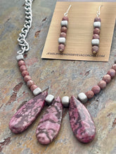 Load image into Gallery viewer, Purple Lotus Jasper jewelry set with Czech glass beads