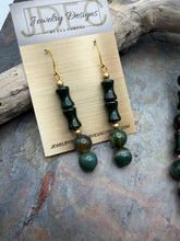 Load image into Gallery viewer, Green Botswana Agate and Quartz Stone Beaded Jewelry Set