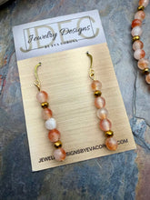Load image into Gallery viewer, Orange Koi Jade Jewelry Set with Druzy Geode Pendant