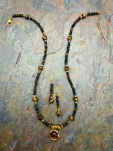 Load image into Gallery viewer, Tiger’s Eye Pendant Necklace and Earring Jewelry Set