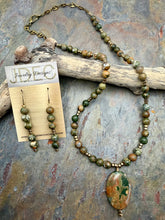 Load image into Gallery viewer, Rhyolite Jasper Pendant Necklace with Matching Earrings